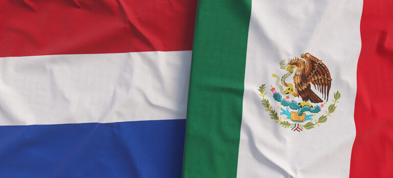 Flags,Of,The,Netherlands,And,Mexico.,Linen,Flags,Close-up